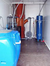 The interior of the container carrying the water purification system